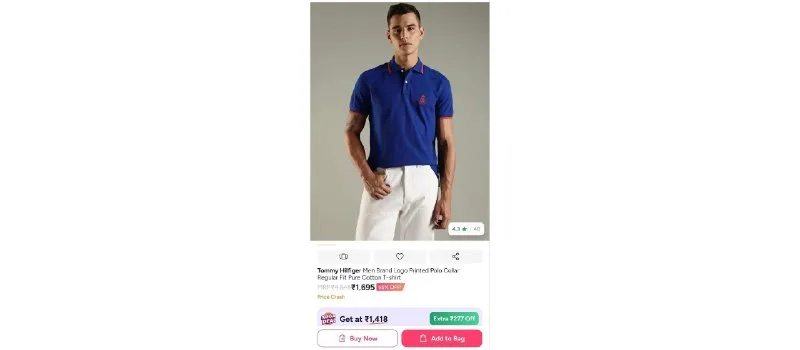 TOMMY Hilfiger Polo Tshirt at ₹1,558