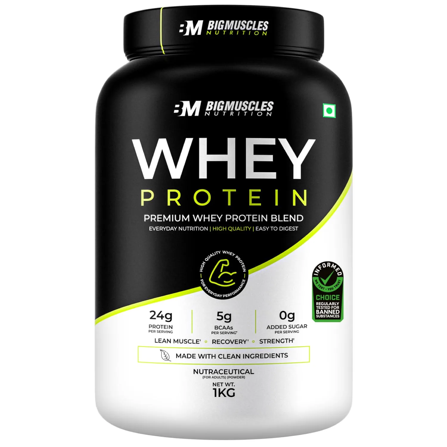 Bigmuscles Nutrition Whey Protein with Fibre (Rich Chocolate, 1kg) at ₹1,884
