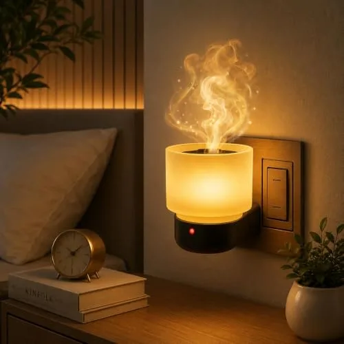Electric Kapoor Dani with On/Off Switch & Night Lamp | Flameless Camphor Diffuser, Steel Plate for Pooja Room & Bedroom & Office | Works wit at ₹179