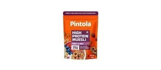 Pintola 25g High Protein Fruit & Nut Muesli 400g, Pintola 25g High Protein Dark Chocolate & Cranberry Muesli 1kg