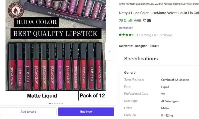 Liquid Lip Color Collection - Set of 12 at ₹169