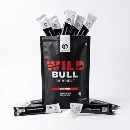 MuscleTrail Wild Bull Pre-Workout Supplement Powder | Explosive Energy, Focus & Endurance | Muscle Pump Formula | Gym & Fitness Booster for  at ₹199