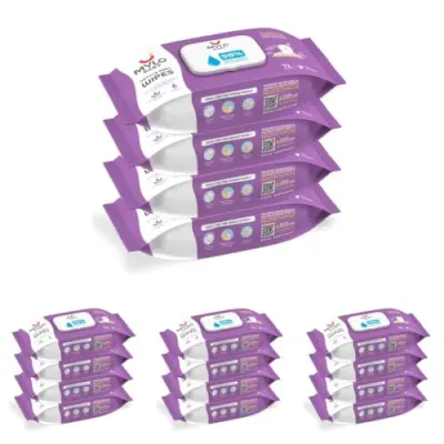 Mylo Gentle Baby Wipes with Lid (72 Wipes x 16 Pack - 288 Water Wipes) | Natural Wet Wipes with Organic at ₹279