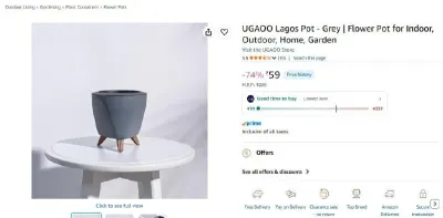 Flower Pot - Grey at ₹59