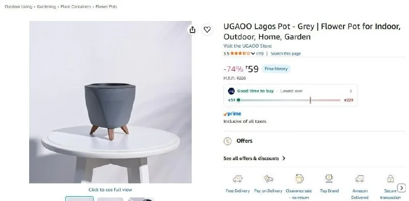 Flower Pot - Grey at ₹59