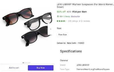Wayfarer Sunglasses at ₹54