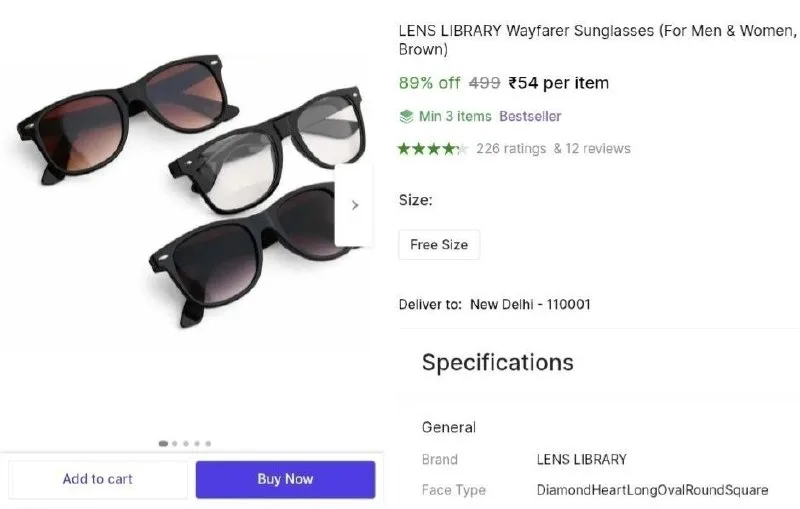 Wayfarer Sunglasses at ₹54