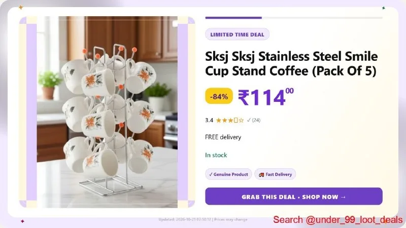 Stainless Steel Smile Cup Stand at ₹114