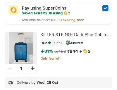 200 Off Using 2 Supercoin, Check In Your Location at ₹844