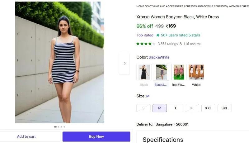 Women's Bodycon Dress at ₹169