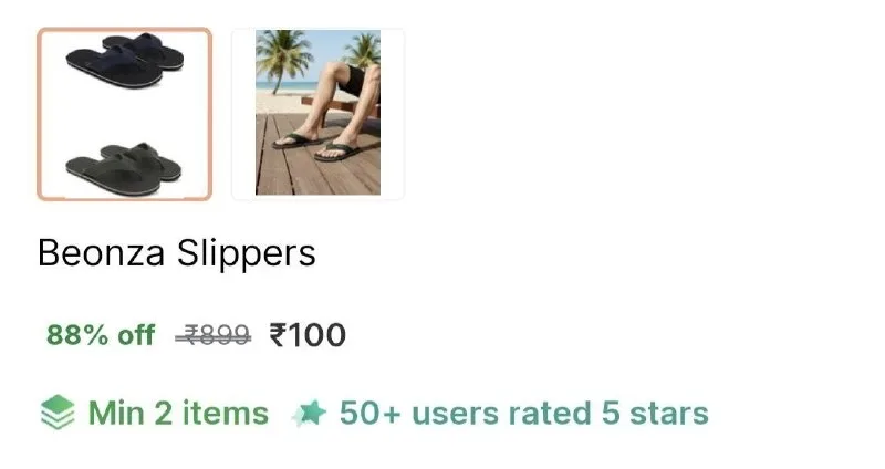 Beonza Slippers at ₹100