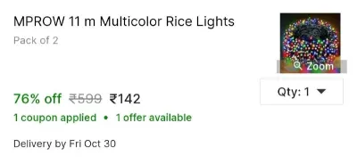 Mprow 11 M Multicolor Rice Lights at ₹142