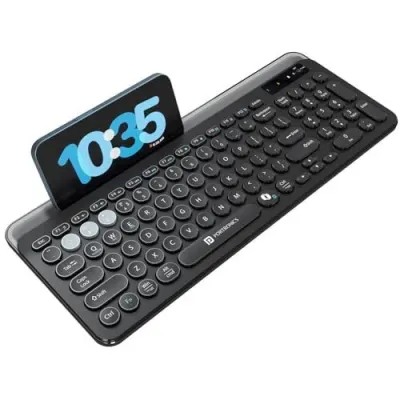 Portronics Bubble 3.0 Wireless Keyboard with Bluetooth + 2.4 GHz USB Receiver, Rechargeable Battery, Dual Height Adjustment, Multimedia Hotk at ₹779