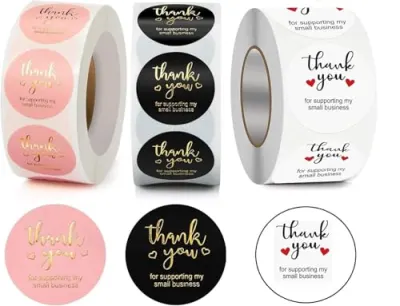 500 Pcs Watercolor Thank You Stickers, Round Thank You Adhes at ₹59