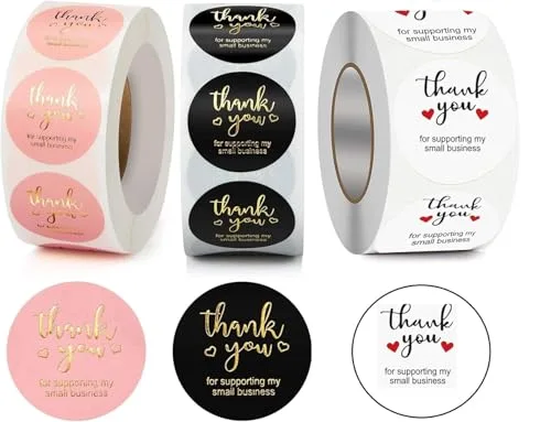 500 Pcs Watercolor Thank You Stickers, Round Thank You Adhes at ₹59