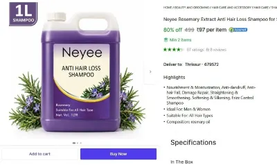 Neyee Rosemary Extract Anti Hair Loss Shampoo (1 L) at ₹97