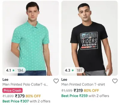 Upto 80% Off : Lee Mens Clothing