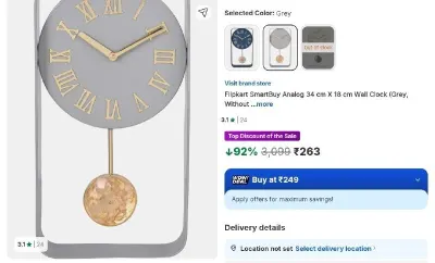 Analog 34 X 18 cm Wall Clock at ₹263