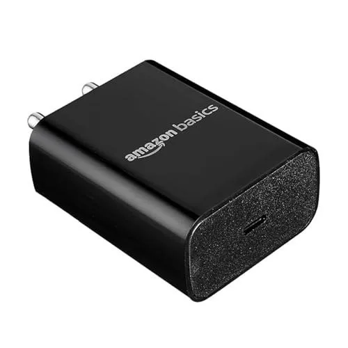 Amazon Basics 25W Compact Wall Charger | Type-C Fast Charging Adapter for Samsung, Xiaomi Phones and iPhone (Black, Without Cable) at ₹349
