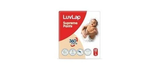 LuvLap Supreme Diaper Pants Large (LG) 9 to 14Kg, 62Pcs, 360° skin care with 10 million breathable pores, Aloe Vera for superior Rash preven at ₹752