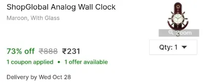 ShopGlobal Analog Wall Clock at ₹231