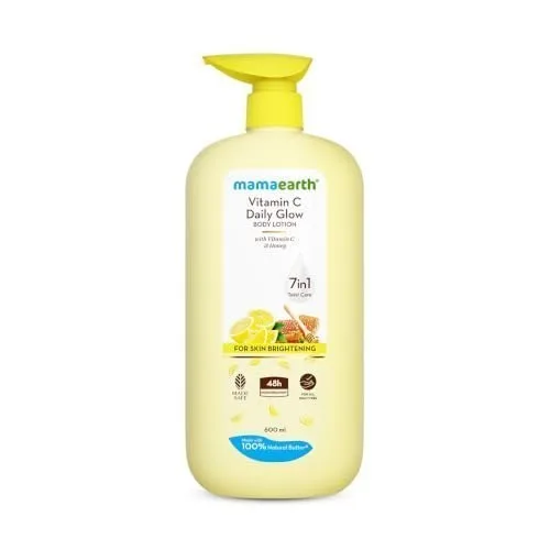 Mamaearth Vitamin C Daily Glow Body Lotion with Vitamin C & Honey for Skin Brightening - 600 ml 48 Hrs Long-lasting Moisturization | Brighte at ₹292