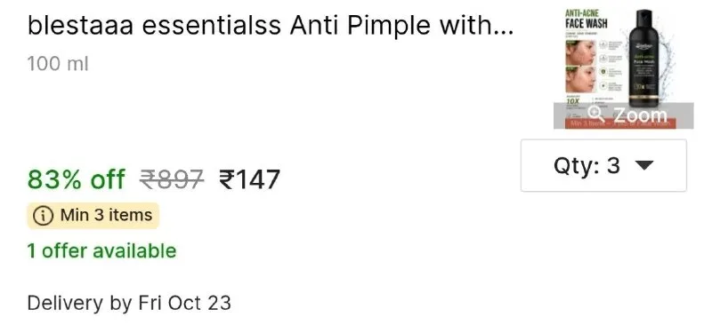 blestaaa essentialss Anti Pimple at ₹147