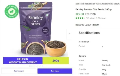 Farmley Premium Chia Seeds (200 g) at ₹108