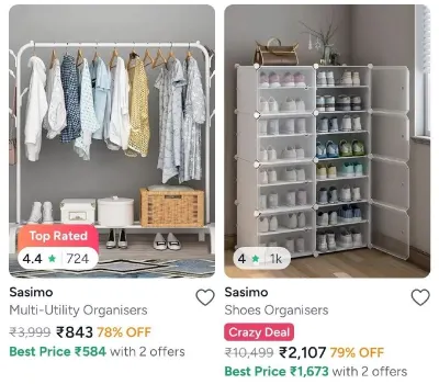 Wardrobe Organisers at Min 50% Off