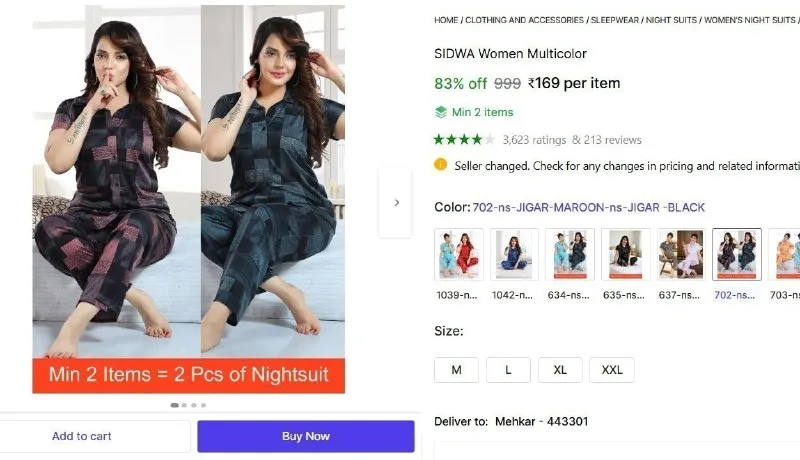 Night Suits at ₹169