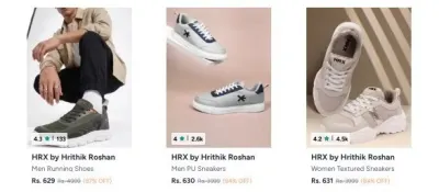 HRX Shoes At ₹ Min. 80% OFF