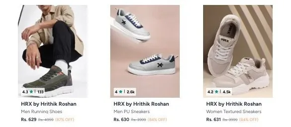 HRX Shoes At ₹ Min. 80% OFF