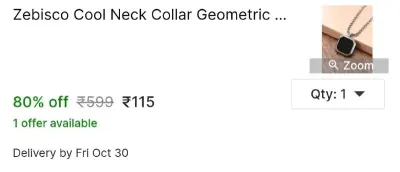 Zebisco Cool Neck Collar Geometric Square Necklaces Pendant Locket at ₹115