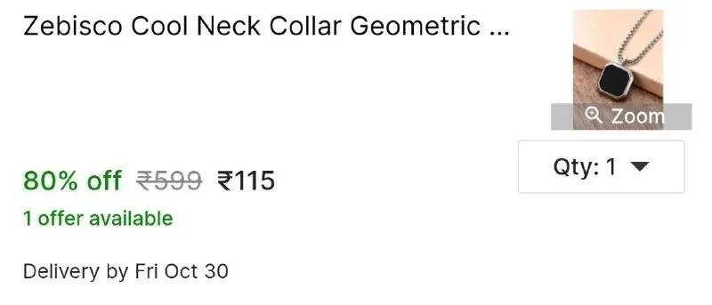 Zebisco Cool Neck Collar Geometric Square Necklaces Pendant Locket at ₹115