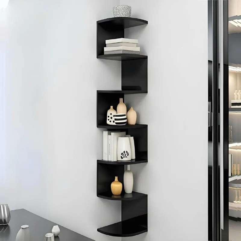 Dime Store 7 Tier Wooden Zig Zag Wall Corner Hanging Shelves for Living Room Stylish at ₹678