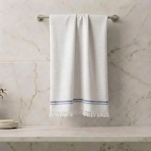 Athom Living Premium Cotton Light Weight Quick-Dry High Absorbent Cotton Bath Towel Blue Stripes at ₹119