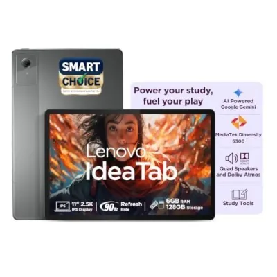 Lenovo Idea Tab (Smartchoice) | WiFi + 5G |11" 2.5K IPS Display |6GB RAM + 128GB ROM (Expandable Upto 2TB)| MediaTek Dimensity 6300|7040mAh| at ₹16,99