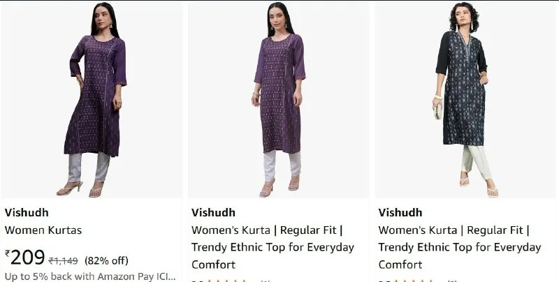 Upto 84% Off - Vishudh Women Kurtas