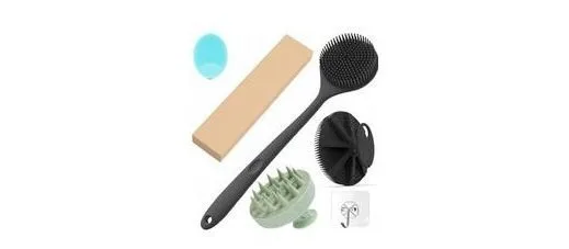 Silicone Bath & Body Scrubber Combo Scalp & Face Brushes at ₹83
