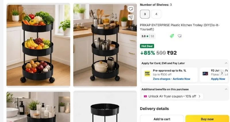 PRIKAP ENTERPRISE Plastic Kitchen Trolley at ₹92