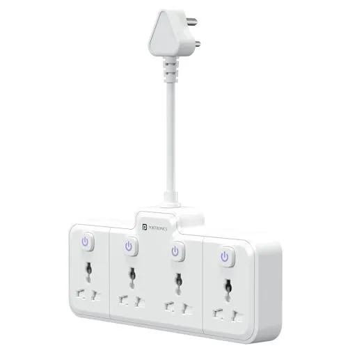 Portronics 2500W Power Plate Pro 4-in-1 Power Extender with 4 Universal Sockets, Individual Switches, 180° Flexible Cord, Child Safety Shutt at ₹569