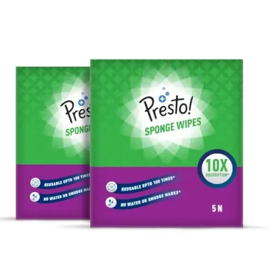 Presto! Premium Multi-Purpose Sponge Wipes | Assorted | 10 Count |(5 x Pack of 2) at ₹299