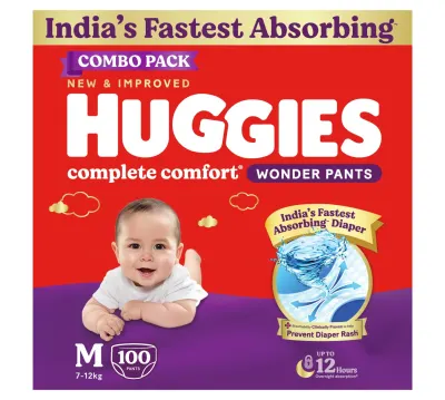 Huggies Complete Comfort Wonder Pants M Size, 100 Count at 686/ at ₹686