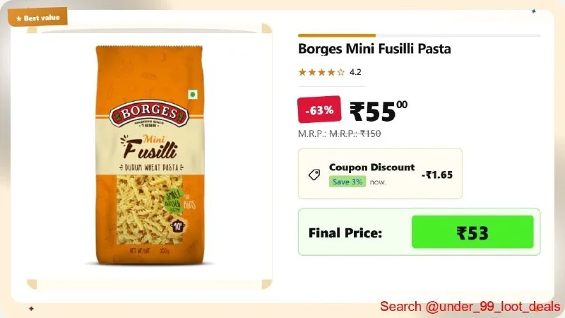 Borges Mini Fusilli Pasta at ₹53