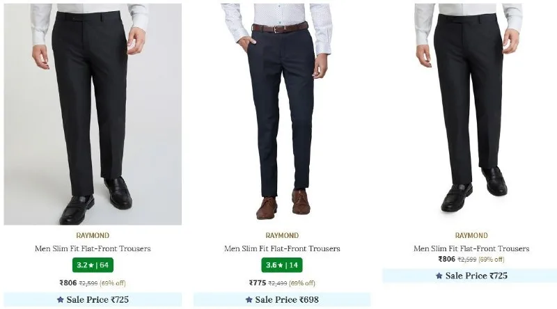 Min. 60% Off On Raymond, Park Avenue & Parx Clothing