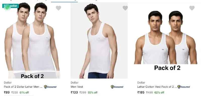 Upto 62% Off - Dollar Men Vest Starting Rs.89