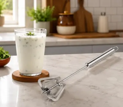 Clazkit Stainless Steel Hand Push Whisk Blender | Manual Egg Beater & Milk Frother | Semi-Automatic Rotary Whisk for Eggs, Cream, Coffee & B at ₹89