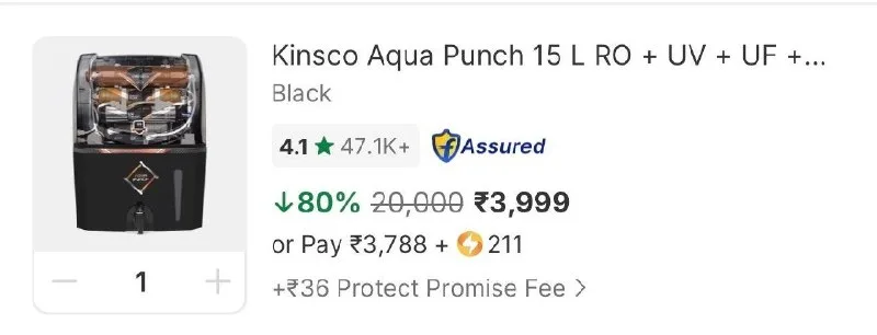 Water Purifier Loot 3999 at ₹3,999