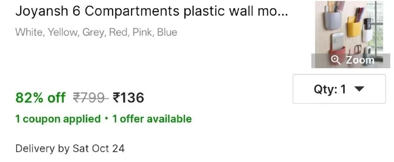 Joyansh 6 Compartments plastic wall mounted at ₹136