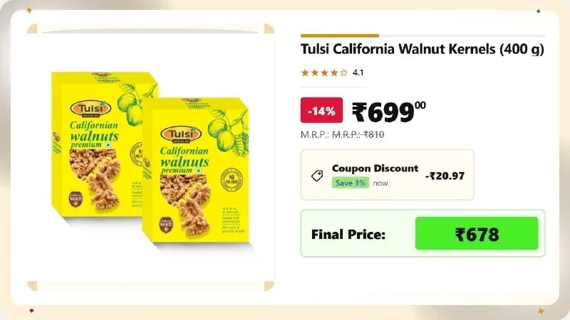 Tulsi California Walnut Kernels (400 g) at ₹678